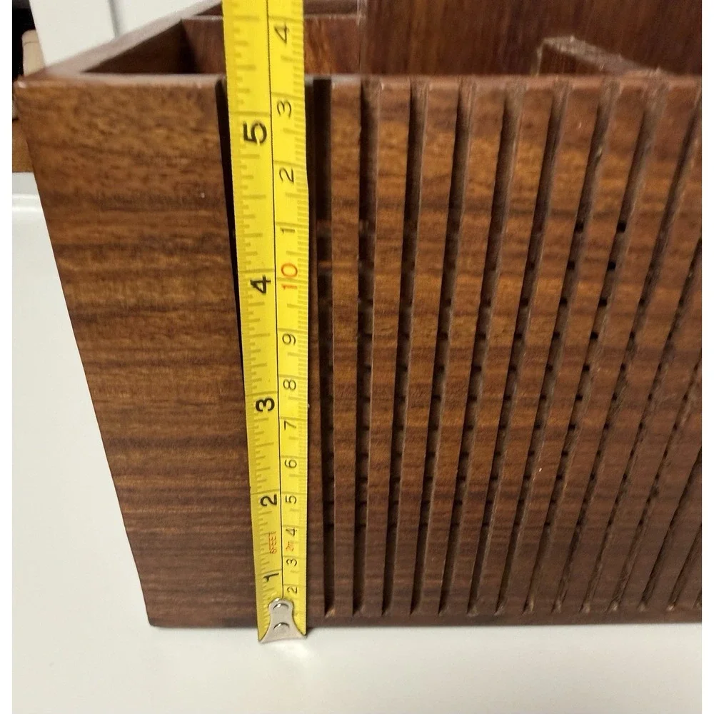 Crate And Barrel Summer Mid-Century Modern Style Shesham Cutlery Caddy Patio